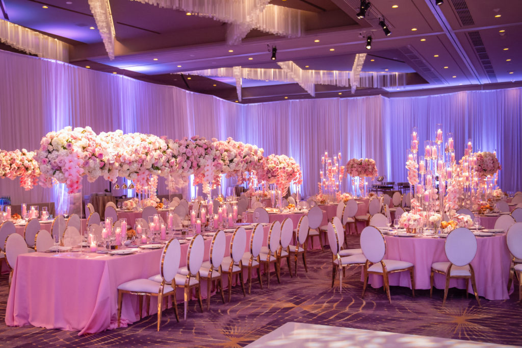 All pink wedding reception 